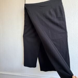 Betabrand Sassy Pants Skort Black Knee Length Stretch Wrap Front Office Siren MP